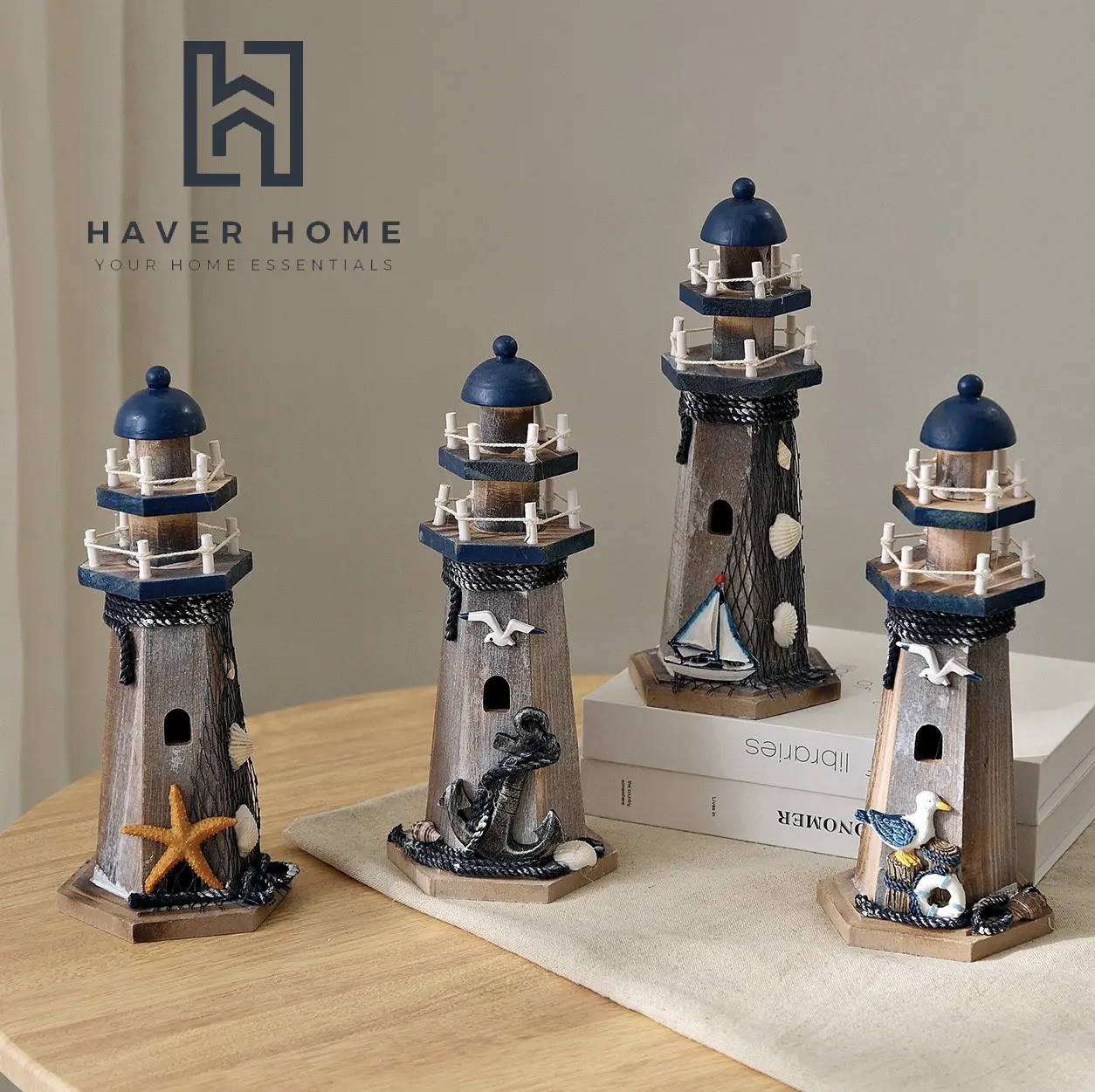Marine Lighthouse Miniature Miniatur Pajangan Dekorasi Ruangan | Hiasan Dekorasi Meja Tema Laut | Miniatur Mercusuar