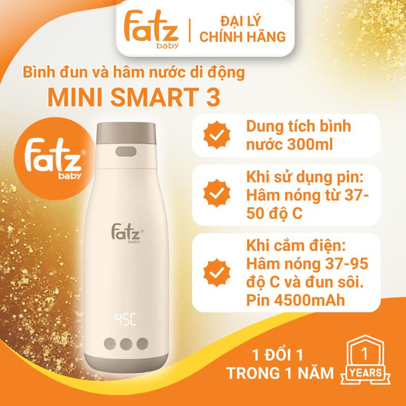 Bình đun và hâm nước pha sữa di động fatzbaby MINI SMART 3 FB3621FD bình giữ nhiệt pha sữa cho bé 70 độ C binh ham nuoc phasua
