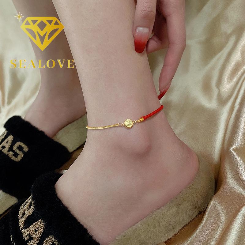 SEALOVE trang sức cổ trang trung quốc trang sức vintage lắc chân nữ titan không gỉ 1
