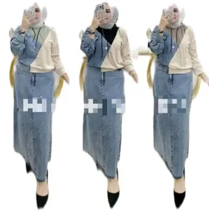 Set rok jeans kombinasi knit hoody terbaru