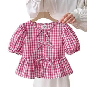 Blouse Aqira Kotak Anak Perempuan Aksen Pita Cantik/ Atasan Kotak Tali Pita Anak Perempuan Fashion Trendy