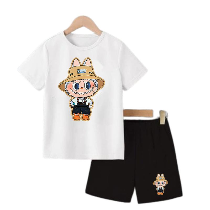 SETELAN ANAK-ANAK COWOK DAN CEWEK MOTIF LABUBU  / BAJU ANAK-ANAK LAKI - LAKI DAN PEREMPUAN / KAOS ANAK SET ANAK PRIA DAN WANITA / LB FARMER 5