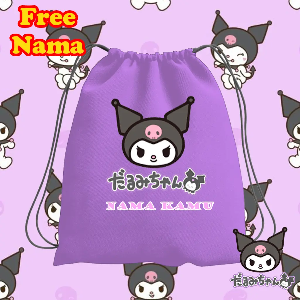 Tas Serut Ransel Anak Kuromi Sanrio Import Murah - Model Lucu dan Kekinian