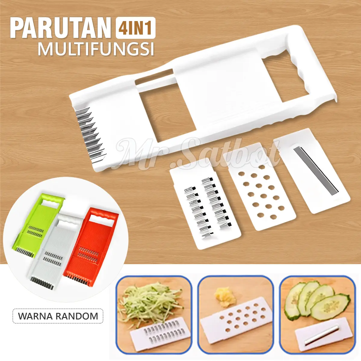 4in1 Parutan Multifungsi Grater Stainless Alat Parut Slicer 4 Mata Pisau Kitchenware