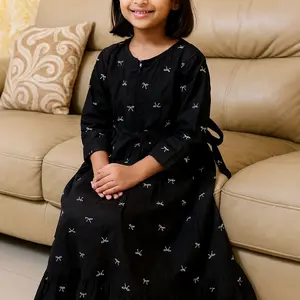 Gamis Anak Perempuan 3-7th Bahan Rayon Motif Cantik & Nyaman untuk Acara Santai dan Formal Ukuran M L XL Dress Muslim Fashion dengan Desain Unik dan Resleting Depan