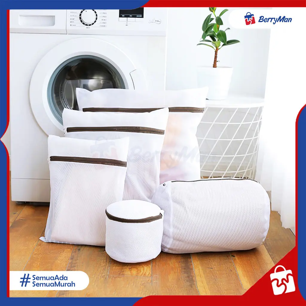 KANTONG LAUNDRY WASHING BAG JARING Resleting Tas Organizer Baju Pakaian Kotor Premium