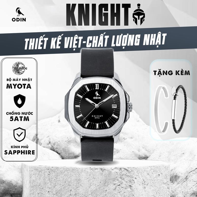 Đồng hồ Nam ODIN Knight Silver chính hãng - Thiết kế Việt Nam phong cách thể thao cổ điển, chống nước 5ATM, máy Quartz 2315 Nhật Bản-Tặng kèm Vòng tay hoặc dây đeo tùy chọn