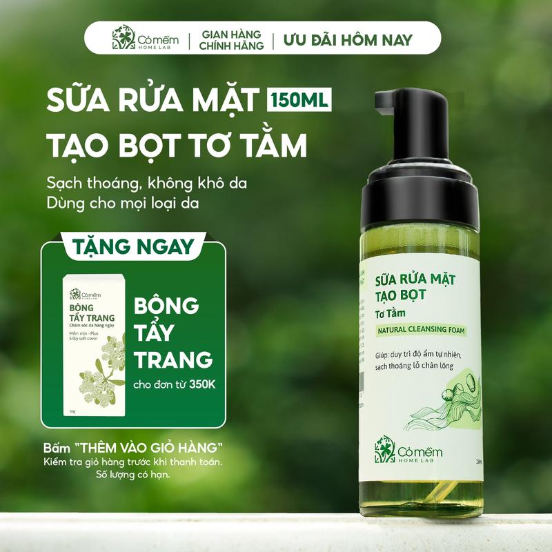 Sữa Rửa Mặt Tạo Bọt Cỏ Mềm Tơ Tằm Sạch Sâu Mà Không Khô Da Cho Da Nhạy Cảm Skincare Gel Rửa Mặt Dưỡng Da
