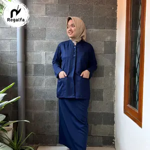 Setelan Seragam Dinas Kerja Wanita Warna Navy/Biru Dongker Model Saku Bawah Pakaian PDH PNS Terbaru