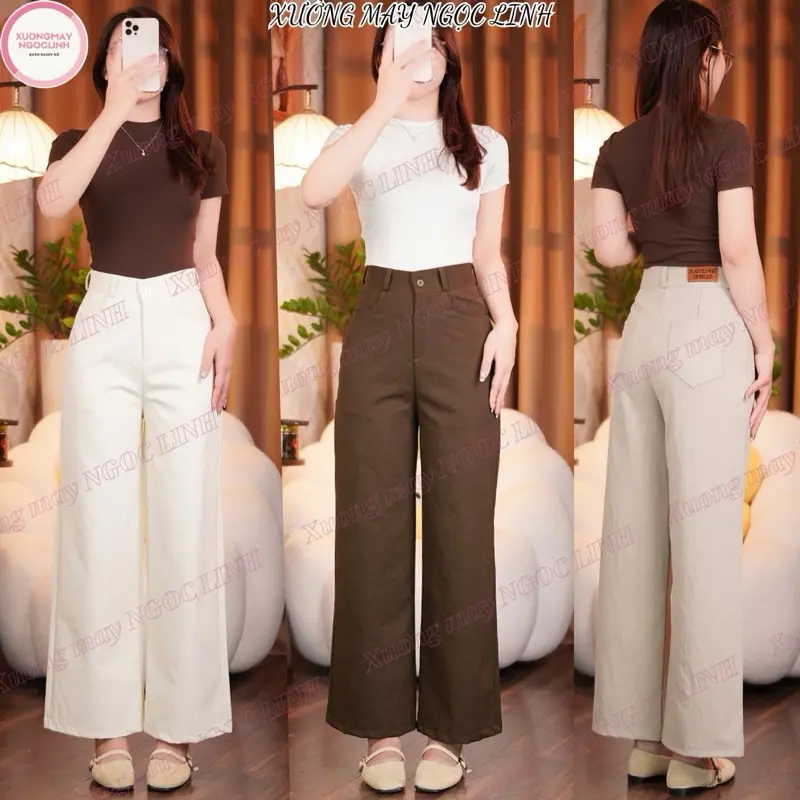 Quần Kaki Nhật Ống Suông Rộng Lưng Cao Cạp Cao Siêu Hot_255