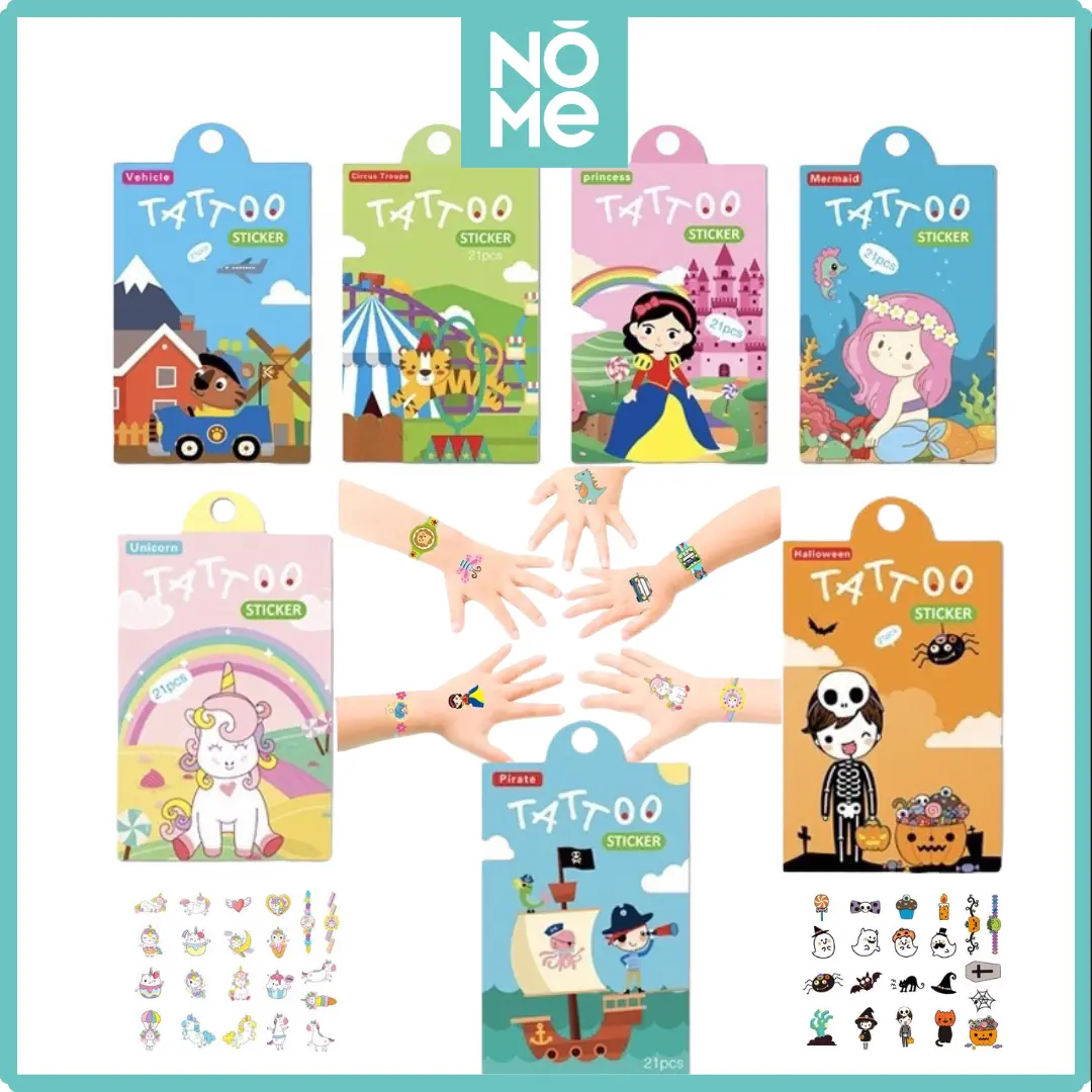 21 pcs Tato Mini Temporer Lucu Sticker anak tato temporer stiker tato lucu unicorn