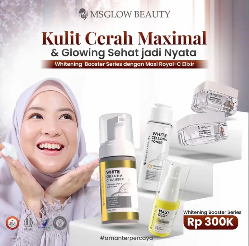 MS GLOW PAKET WAJAH  NEW PACKAGE BOOSTER SERIES - PAKET WAJAH NEW SERIES + ELIXIR 4