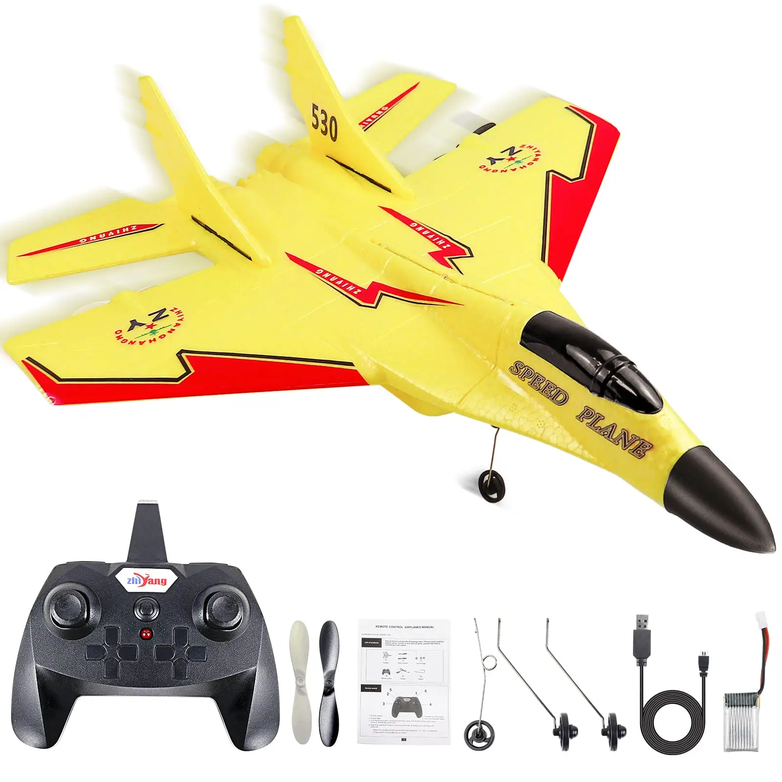 Pesawat Kawalan Jauh, 2 CH, Jet Pejuang Glider RC, 2.4 GHZ, Mudah Terbang, Sesuai untuk Pemula, Dewasa dan Kanak-kanak, Hadiah Hebat untuk Penggemar Mainan