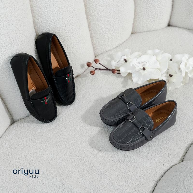 Mini Gentleman - Croc Hazel - Oriyuu Kids - Sepatu Pantofel Anak Laki Formal Pesta Slip On Kulit 8