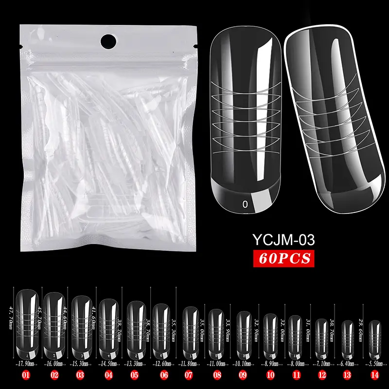 Móng Tay Giả, Khuôn Nối Móng Tay Điêu Khắc, Dụng Cụ Làm Móng Acrylic Xây Dựng Nhanh, Che Phủ Toàn Bộ, 60 Chiếc 3
