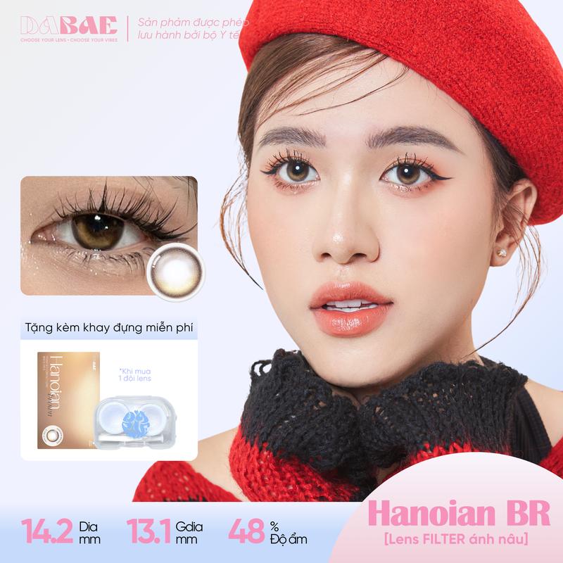 Kính áp tròng Hanoian Brown màu nâu filter tự nhiên 3 tháng DIA 14.2mm có độ 0-8 DABAE