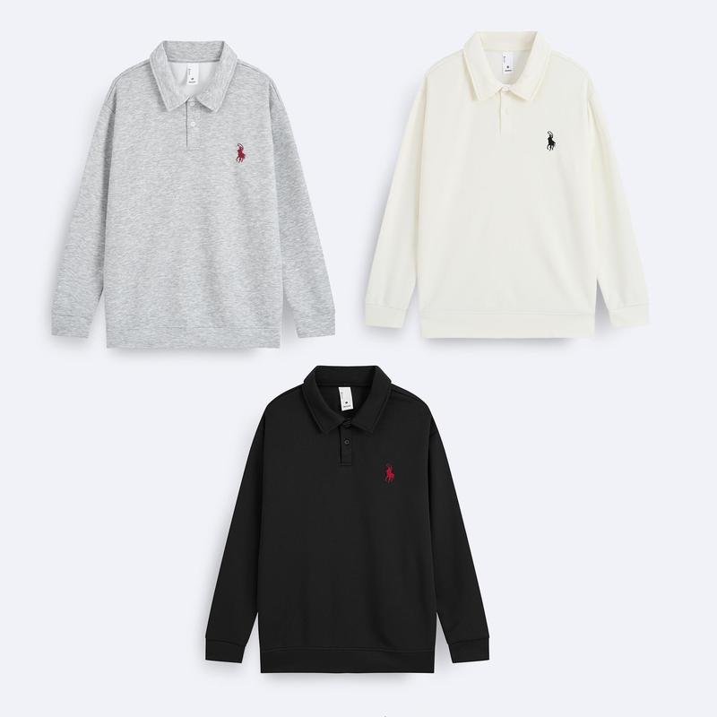  Combo 2 Áo Polo Sweater Dài Tay Nam Thêu Ngựa L.3.7855 Form Fitted 