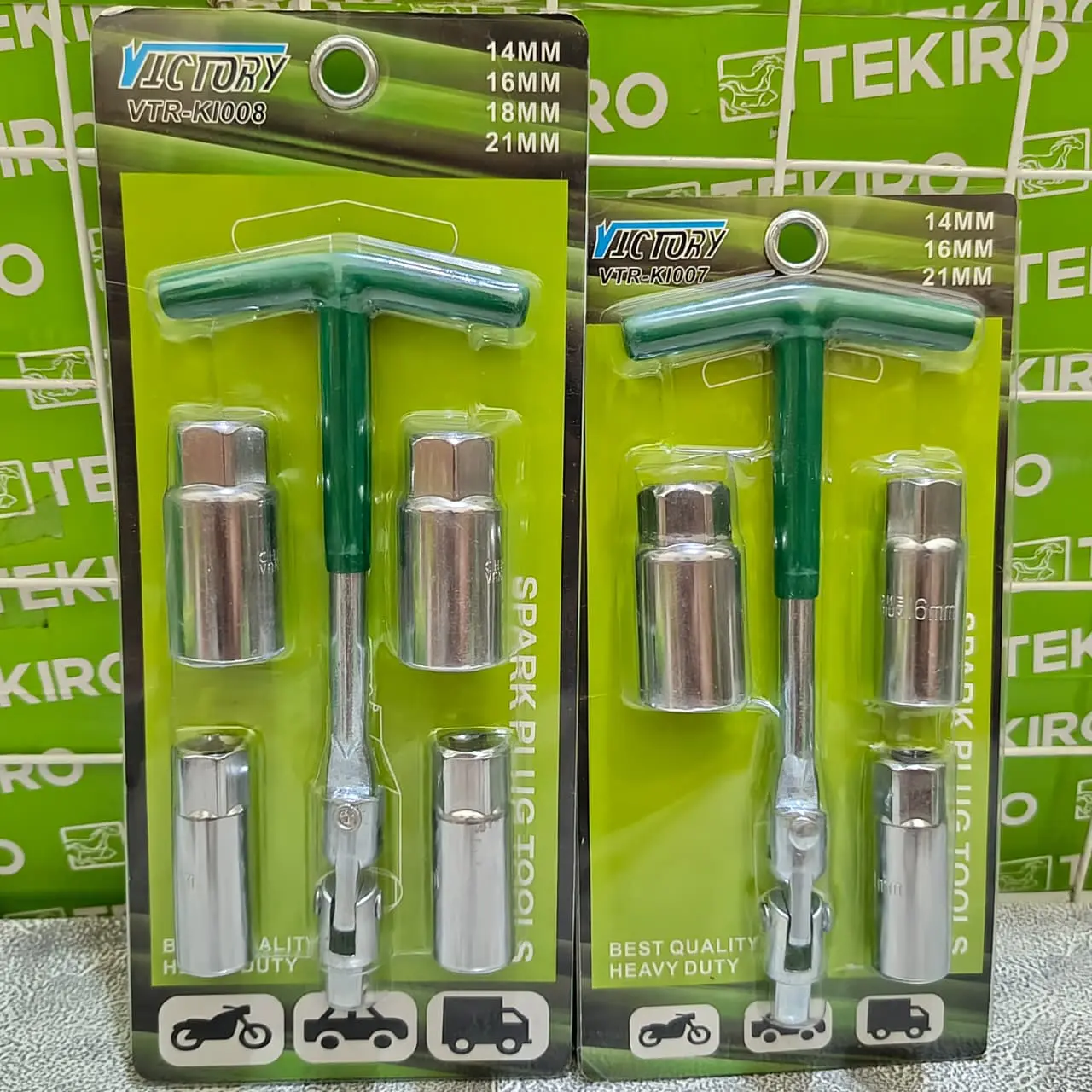 VICTORY Kunci Busi Set 4 Mata Kunci Busi Double 14/16/18/21 mm Sok Busi Ready Kunci Busi Motor Dan Mobil Universal Gagang Fleksible 3/8 Inch / Busi Matic  Motorcycle
