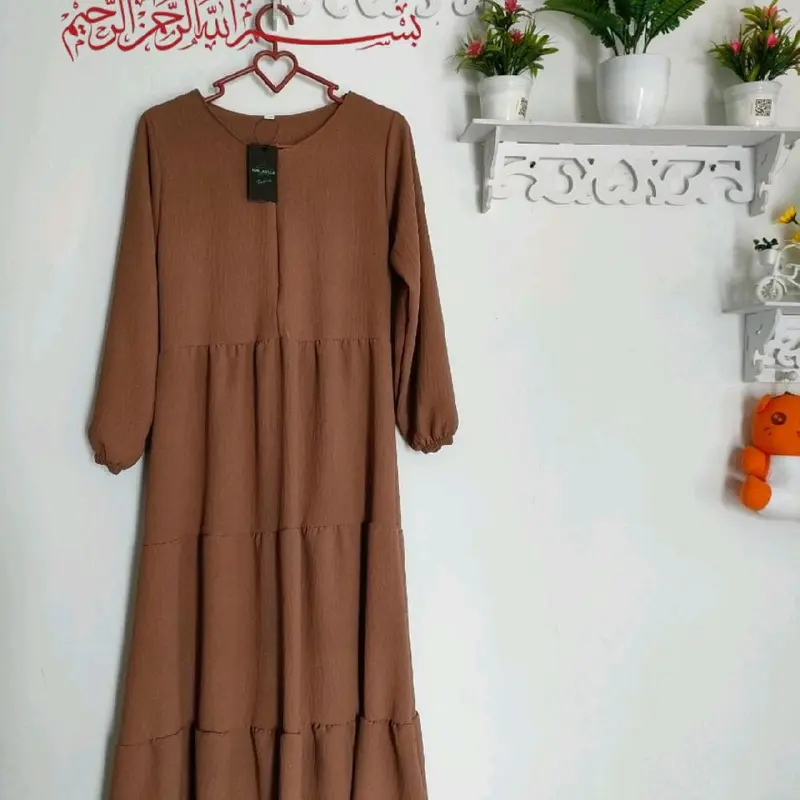 gamis anak susun zilla dres bahan crinkle reseleting ukuran 3-12 tahun  Fashion tren masakini Muslim 3