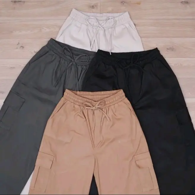 celana kulot cargo wanita Katun Linen Panjang Dewasa Kain Loose 4