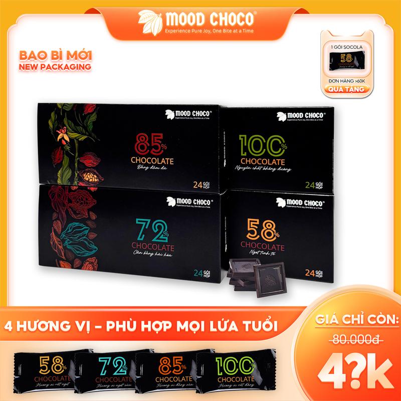 Combo 2 Hộp Socola Đen Đắng Nguyên Chất Ít Đường Kẹo Chocolate Snack Ăn Vặt Sô Cô La Ca Cao