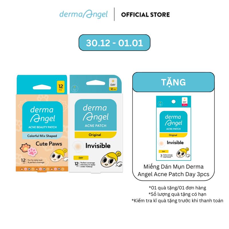 Combo Miếng Dán Mụn Derma Angel Acne Beauty Patch - Cute Paws & Day 12