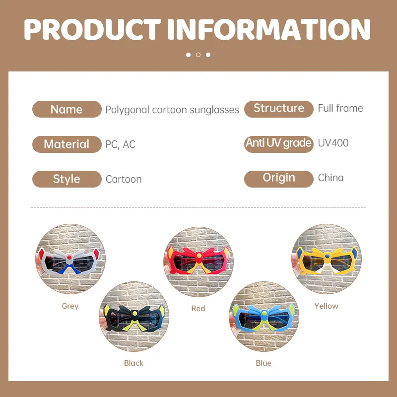 Children's Sunglasses Polygonal Cartoon Boys' Sunglasses for Touring Party 5