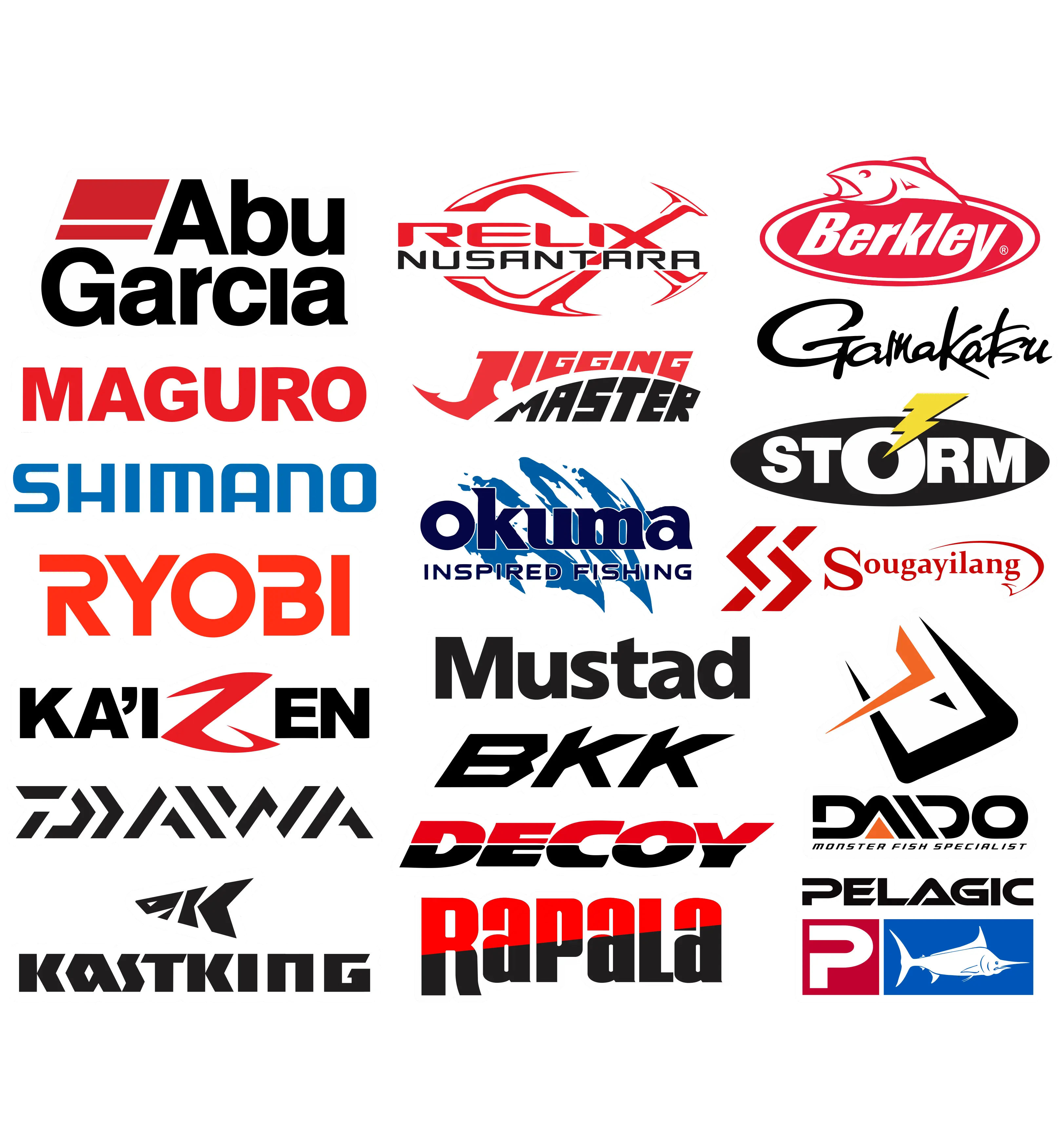 Stiker Pancing Pack Isi 20Pcs Logo brand mancing terkenal  Murah Stiker untuk Tackle Box Kayak Kotak Lure Brand Mancing Alat Olahraga