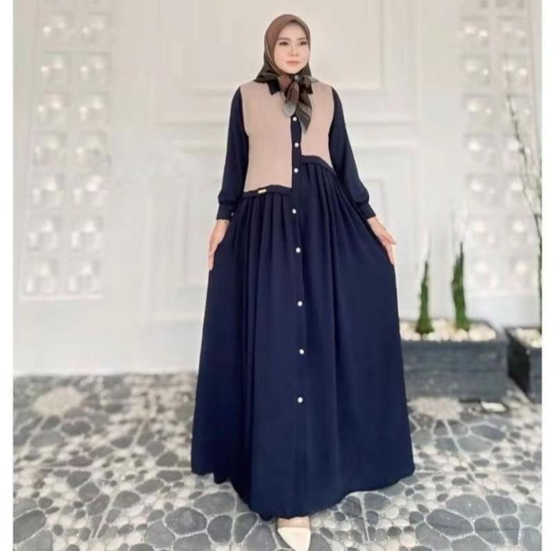 Product Introduction of Gamis Muslim Premium Abaya Tania Dress  Kancing Aktif Crinkle Airflow | Gamis Wanita Abaya Tania Dress Variasi Tali Samping | Gamis Kondangan Cantik Nyaman | Gamis Pesta Mewah Kerah Formal 4