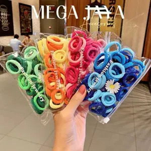 MJ - Ikat Rambut Donat Warna Warni Mix Pouch / Kunciran Rambut / Karet Rambut / Kunciran Donut / Ikat rambut Wanita dan anak isi 40