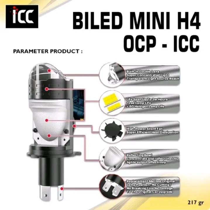Biled Mini Laser H4 OCP 35 Watt. Biled mini Laser H4 ICC Lampu 2