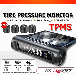 TPMS Alarm Pengukur Tekanan Ban System  Mobil Dengan Layar LCD Solar Power  Pressure Monitor System