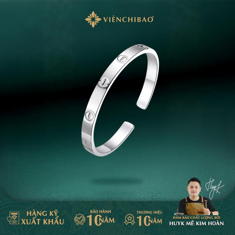  HuyK Viễn Chí Bảo - Kiềng tay bản hở chất liệu bạc S999 - K400004 