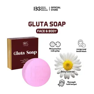 IBS Gluta Soap (Pink 1pcs ) Sabun Mandi Mencerahkan Kulit Wajah & Tubuh Mengandung Ekstrak Daisy Halal Aman untuk Perawatan Kulit Hitam  Memutihkan