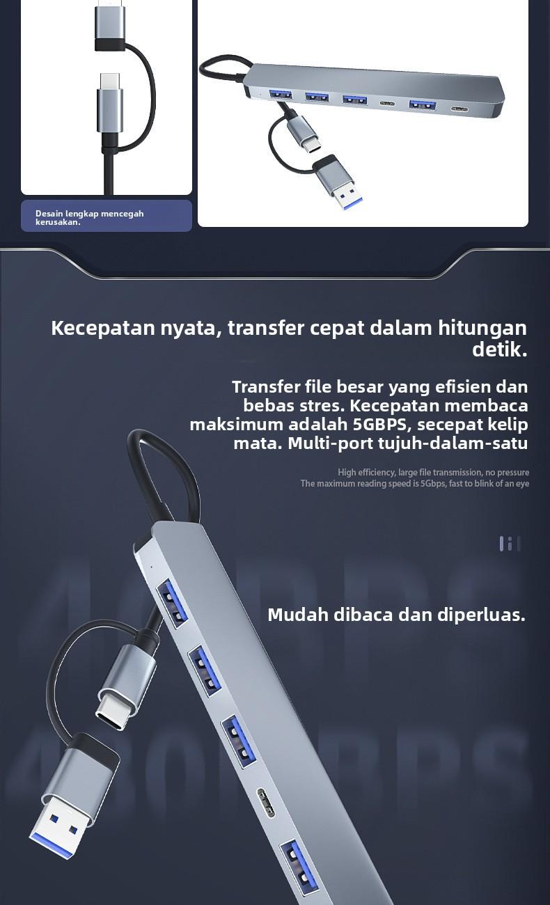 Hub 7-in-1 USB Type C USB 3.0 & 2.0 Kecepatan Maksimum 5Gbps untuk PC Laptop Telefon dan Tablet Computer Card Hub 7-in-1 USB Type C USB 3.0 & 2.0 Kecepatan Maksimum 5Gbps untuk PC Laptop Telefon dan Tablet Computer Card