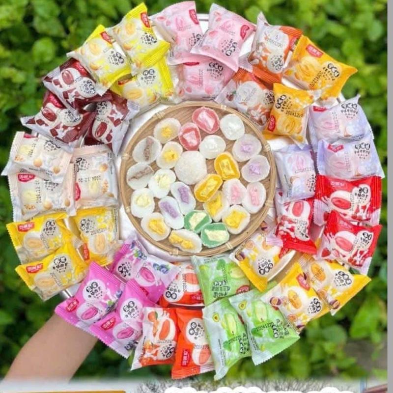 1kg Bánh mochi kem mix 7-9 vị   đào sầu riêng , khoai môn , đâu nành, sữa đậu chuối,sô-cô-la ,  thơm ngon date xa_nga shop 1kg (32-38bánh) co xẹp