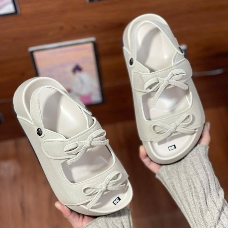 GIÀY sandan quai ngang Nơ Nhí chất  liệu (da Lộn ),phom rộng  rộng  lùi  dùm  shop 1 size,đế cao 3cm ,nhẹ chân.