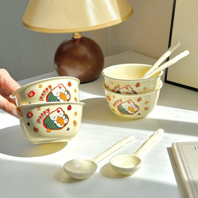 SET 2 BÁT SỨ + 2 THÌA SỨ HÌNH DỄ THƯƠNG, COMBO 2 BÁT 2 THÌA SỨ HÌNH VẼ ĐÁNG YÊU , BÁT GIÚP BÉ ĂN NGON 7