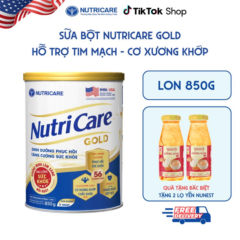   Tặng 2 lọ yến  Sữa bột NutriCare Gold dinh dưỡng cho người lớn tuổi 900g 