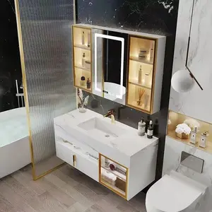 European double sink bathroom wash basin top ready-made bathroom cabinet, marble countertop bathroom cabinet wash basin
