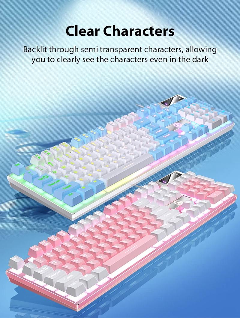 Product Introduction of คีย์บอร์ดแบบมีสาย K500 สำหรับโน๊ตบุ๊ค คอมพิวเตอร์ แล็ปท็อป พีซี 104 คีย์ ความรู้สึกทางกล เหมาะสำหรับสำนักงานและการเล่นเกม คีย์บอร์ดแบบเมมเบรน พร้อมไฟ RGB คีย์บอร์ด  ไอแพด 7