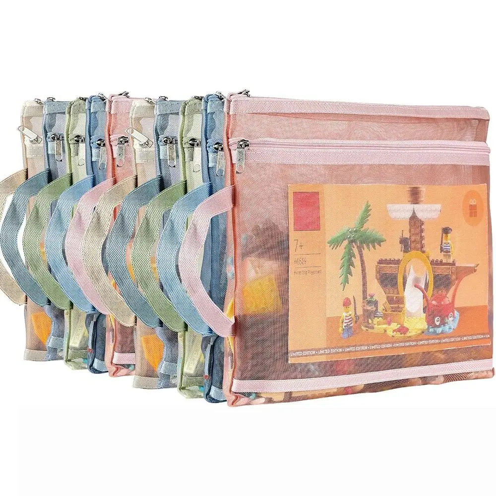 Breathable A4/A5 Storage Pouch Double-Layer Zipper Pencil Bag Mesh with Handle Document Storage Bag for School Office Games