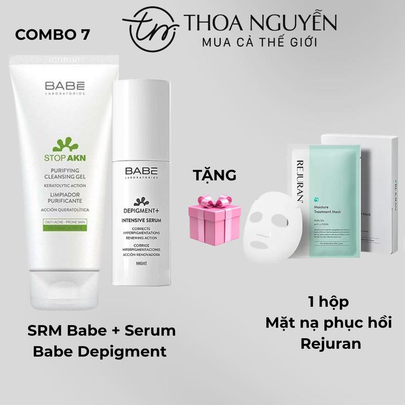 Combo 7 Vigo : Sữa rửa mặt Babe 200ml +Serum depigment 30ml tặng Moisture treatment mask (hộp 5mask)