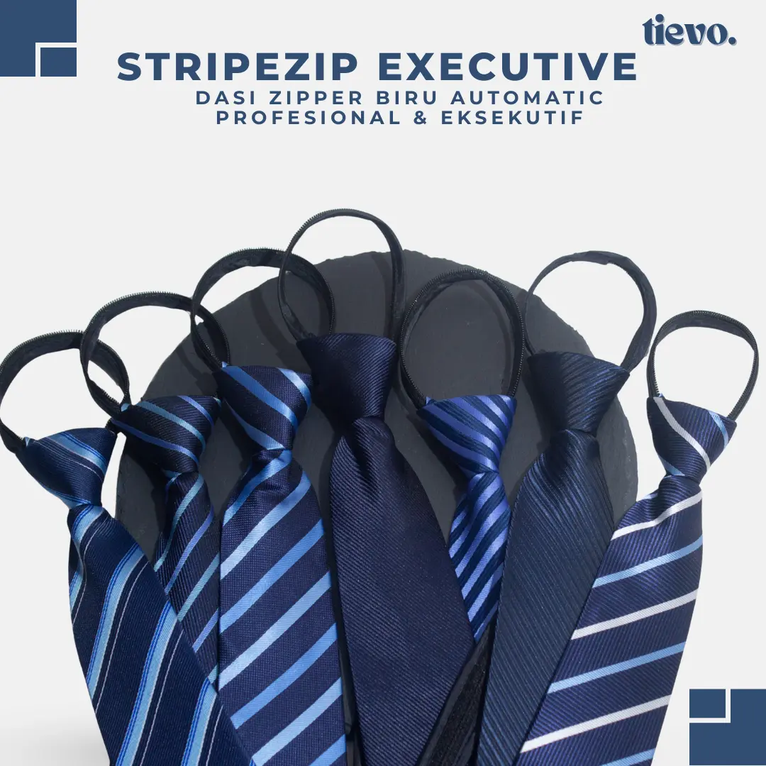 TIEVO STRIPEZIP EXECUTIVE SERIES BIRU - Dasi Zipper Automatic Profesional & Eksekutif