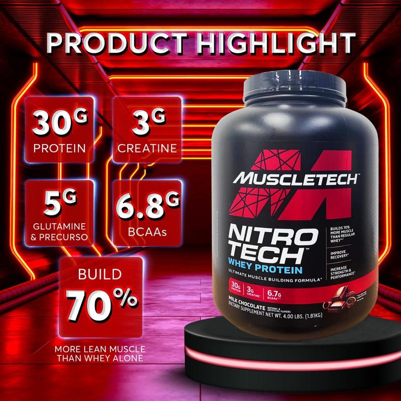 [LIVE ONLY] Muscletech, Nitro Tech, Whey Protein Peptides & Isolate Primary Source, 2lbs/4lbs/10lbs Fitness Supplement 1
