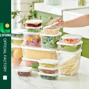 Kotak penyimpanan segar multi-fungsional multi-ukuran opsional bahan PP aman dan praktis kotak buah dan sayuran transparan