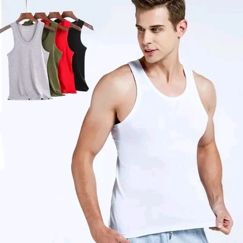 PAKET 2 PCS SINGLET PRIA BERKUALITAS CATUN SLIM VIT Kaos Katun pria dewasa Lembut Nyaman Hitam Fit