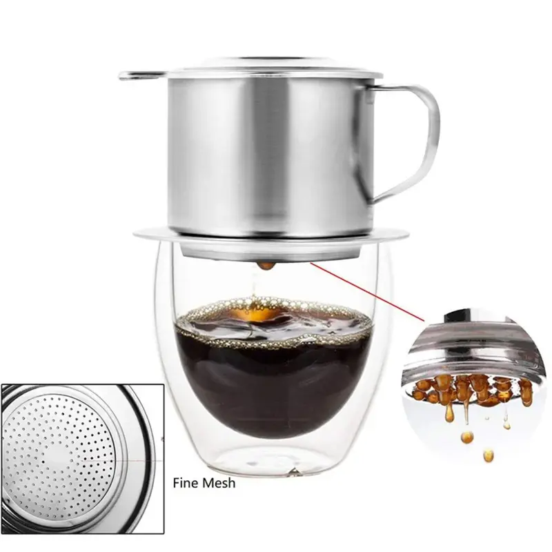 Bộ Lọc Nhỏ Giọt Cà Phê Bằng Thép Không Gỉ, Thiết Kế Tiện Lợi, Cầm Tay, Bền, Máy Pha Cà Phê Việt Nam, Dụng Cụ Pha Cà Phê Dễ Phối Đồ Thích Hợp Sử Dụng Trong Văn Phòng, Có Thể Được Sử Dụng Để Pha Cà Phê 5