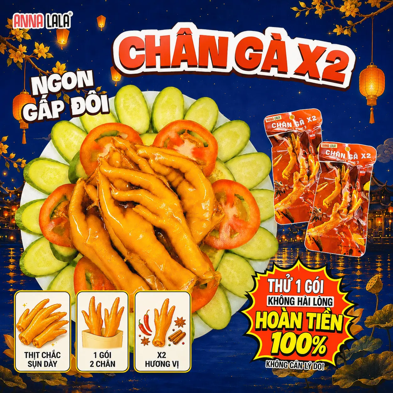 [ 1 GÓI 2 CHÂN ] Combo Chân gà x2 - Vị 10 điểm 60G Anna LaLa MUA 1 ĐƯỢC 2- Thơm ngon Ăn Vặt Food Snack