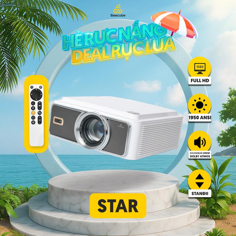 [ BEECUBE KA ] Máy Chiếu Mini Cao Cấp Beecube STAR - Full HD - Bảo Hành 1 Đổi 1 Trong 12 Tháng, Máy Chiếu Tích Hợp Âm Thanh Dolby Atmos Projector Xem Phim